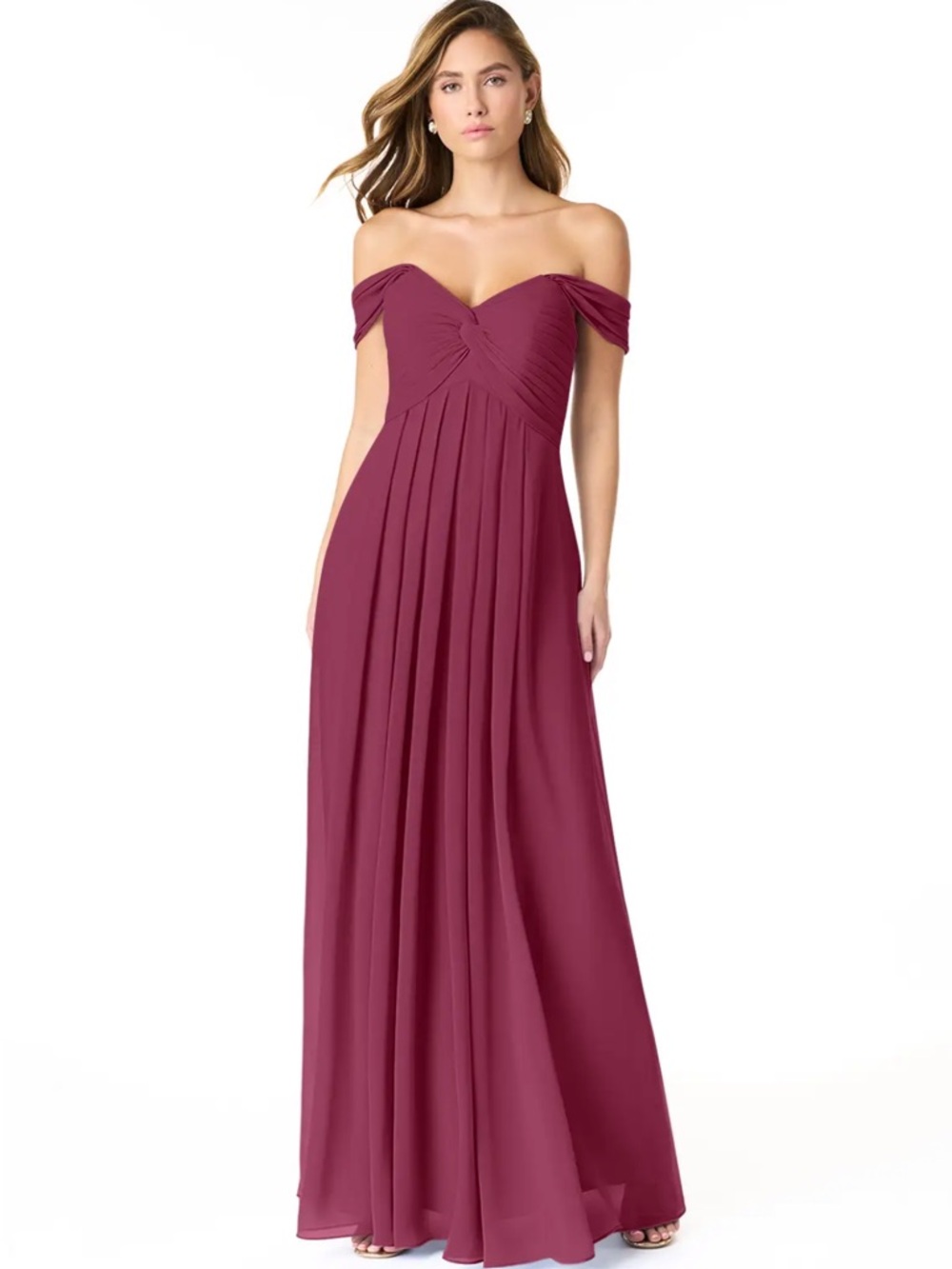 Azazie Kaitlynn Mulberry Empire Ruched Chiffon Convertible Dress